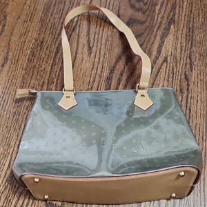 Elegant Green and Tan Designer Handbag
